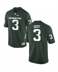 Men's LJ Scott Michigan State Spartans #3 Nike NCAA Green Authentic College Stitched Football Jersey QV50O63IV